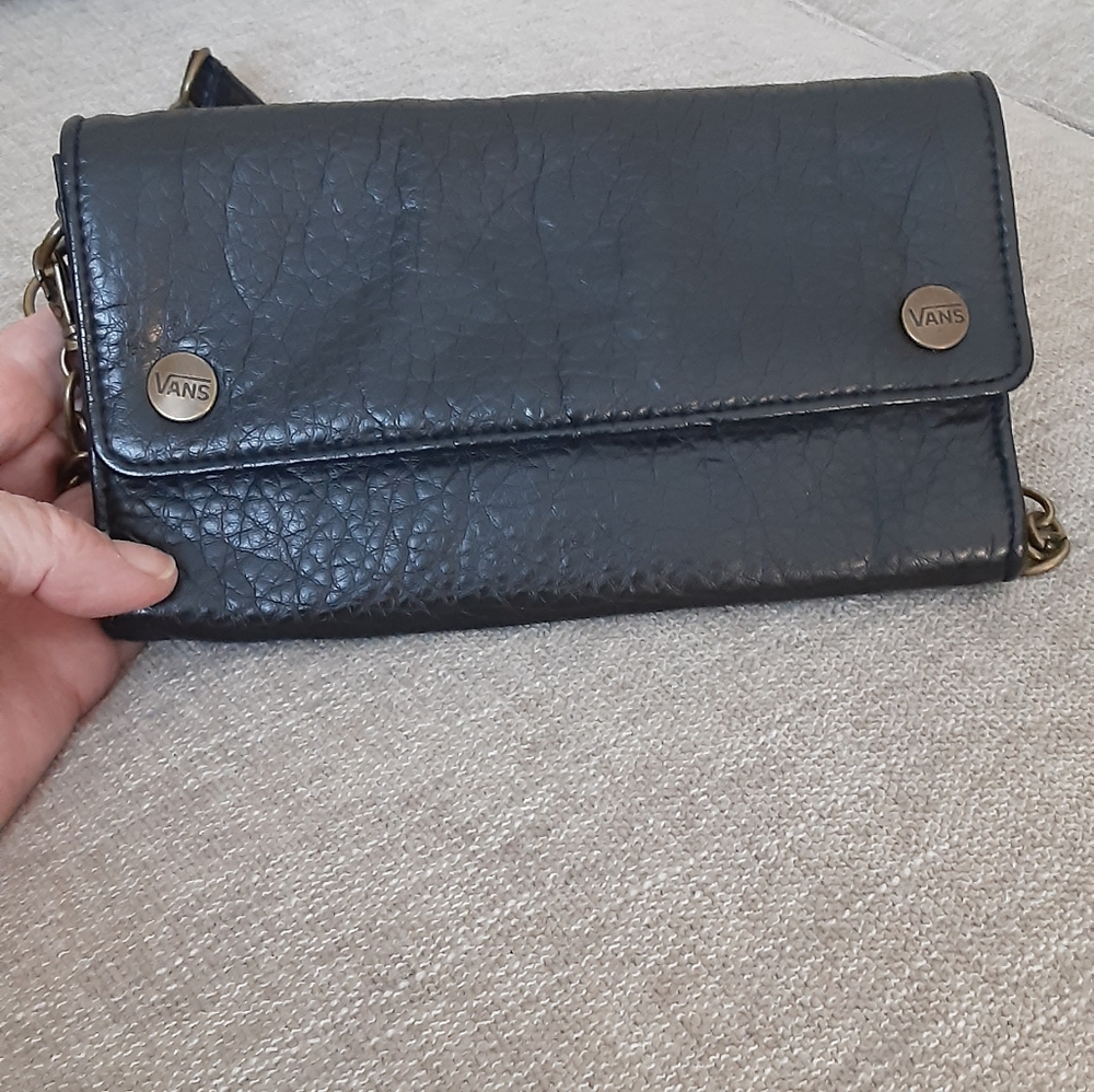 Vans Black pebbled Leather Crossbody Wallet, Clutch - Picture 5 of 10